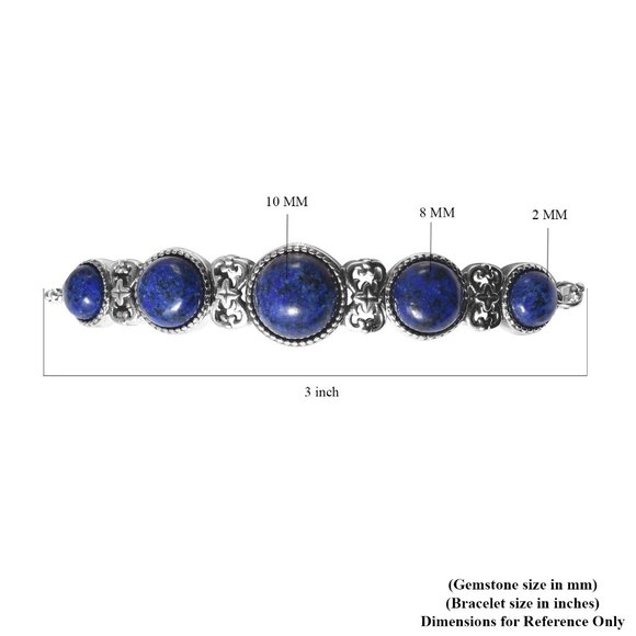 Lapis Lazuli Stations Bolo Bracelet in Stainless Steel - Picture 4 of 4
